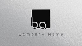 ba harfleri ile monogram logo tasarımı