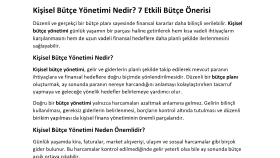 Kişisel Bütçe Yönetimi Nedir? 