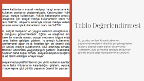 Tablo Değerlendirmesi - Metin yazarlığı
