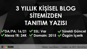 3 yıllık kişisel blog sitesi