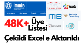 İMMİB' ten 48.735 üye bilgisi webden Excel'e çekildi.