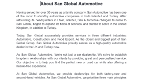 San Global Otomotiv Hakkımızda Sayfası