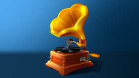 Gramofon - 2D-3D illüstrasyon
