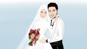 gelin ve damat illüstrasyonu