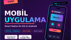 React Native ile iOS & Android mobil uygulama geliştiririm