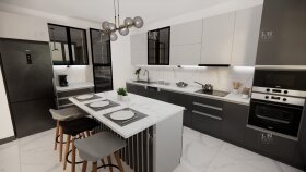 3D Amerikan Mutfak Tasarımı ve Çizimi