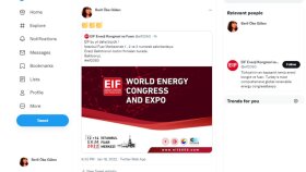 EIF Enerji Kongresi ve Fuarı'nın Twitter Hesabımda Paylaşımı