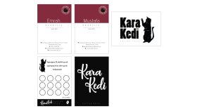 Kara Kedi Coffee Shop Kartvizit ve içecek kartı