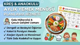 anaokulları için aylık yemek menüsü hazırlayabilirim