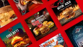 Old West Burger firması için sosyal medya post tasarımları