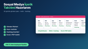 30 günlük sosyal medya içerik takvimi hazırlarım