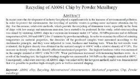 Recycling of Al6061 Chips by Powder Metallurgy