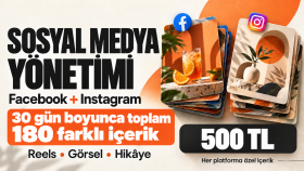 Facebook + Instagram'a 30 günde 180 içerik üretip paylaşırım