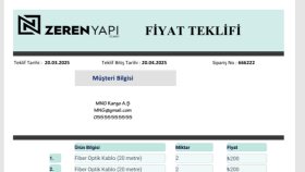 Fiyat teklifi 1