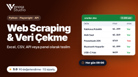 istediğiniz siteden veri çeken web scraping botu yazarım