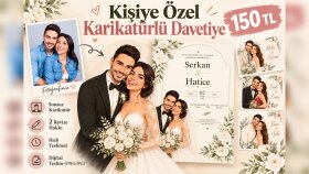 kişiye özel karikatürlerle zarif davetiyeler yapıyorum