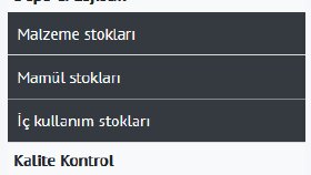 Satınalma, Depo, Lojistik, Kalite kontrol