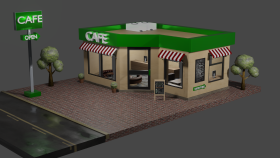 Cafe Tasarım Lowpoly Referansım