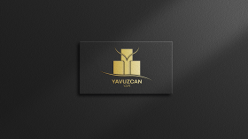 Siyah mokup üzerine altın oymalı logo