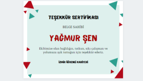 Teşekkür Sertifikası - Teşekkür Kartı