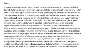 Opel yedek parça haber ve yorum