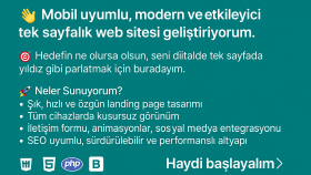 modern, mobil uyumlu, hızlı tek sayfalık web sitesi yaparım