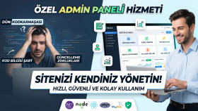 web sitenize özel modern bir admin paneli geliştiririm