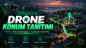 drone videolarınıza konum gösterimi, rota animasyonu yaparım
