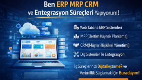 web tabanlı ERP, MRP, CRM ve entegrasyon yaparım