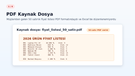 PDF fiyat listesini Excel tablosuna dönüştürme