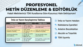 yazılarınızı Türkçeye uygun hale getiririm
