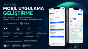modern React Native ve Flutter mobil uygulaması geliştiririm
