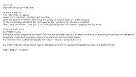 İngilizce-Türkçe metin çevirisi hizmeti sunuyorum
