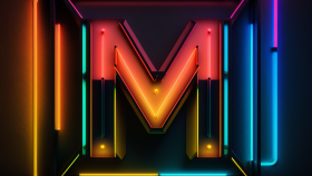 M neon logo tasarımı