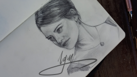 La La Land, Emma Stone çizimi, karakalem