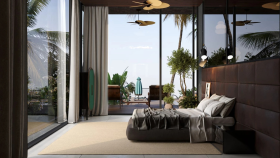 Lüks Tropikal Yatak Odası Tasarımı & 3D Render