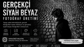 yz kullanarak gerçekçi siyah beyaz fotoğraflar üretiyorum