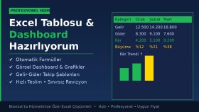 size özel profesyonel Excel tablosu hazırlıyorum