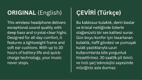 Ürün Açıklaması – İngilizce'den Türkçeye Çeviri Örneği
