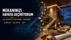 mutfak, oda ve iş yeriniz için gerçekçi 3D render yaparım