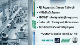 PLC ve HMI tabanlı otomasyon çözümleri geliştiririm