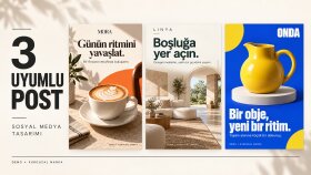 Instagram ve sosyal medya için 3 uyumlu post tasarlarım
