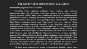 Pre-Sokratik Filozoflar Üzerine Bir Makale Taslağı