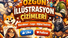 Profesyonel İllüstrasyon Çizimi | Özgün Karakter, Logo ve Dijital Tasarım