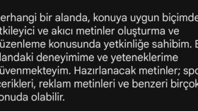 etkileyici metinler yazabilirim