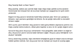 Blog Yazarlığı – Örnek Makale