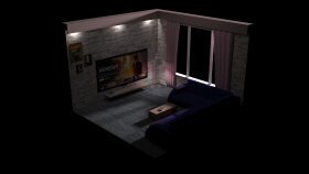 Modern L Koltuklu Oturma Odası 3D Modeli
