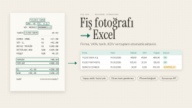 fiş ve fatura fotoğraflarından excel/json'a veri aktarırım