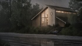 Yol kenarı modern-klasik konut-Gece