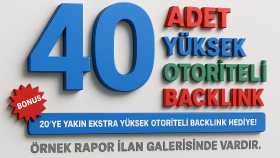 40+ adet yüksek otoriteli sitelerden backlink sağlarım